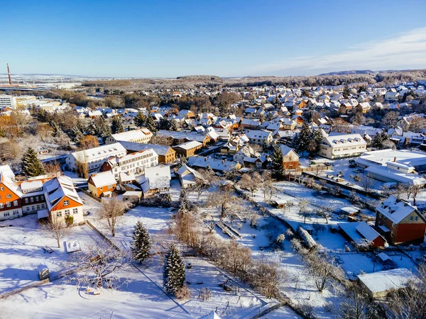 Aerial Shot Ilsenburg Winter Sunny Day Harz Saxony Anhalt Germany — Stock Photo, Image