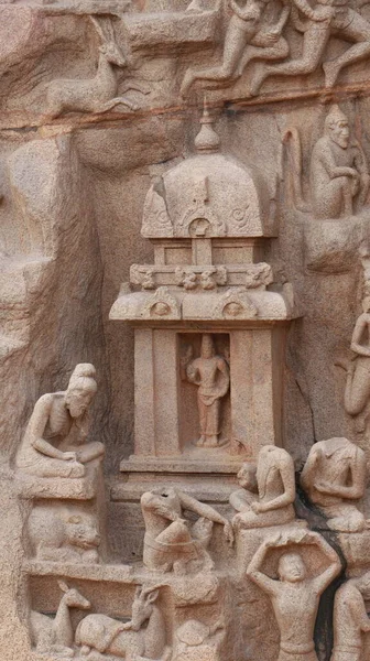 Eine Nahaufnahme Von Krishnas Butterball Bei Arjunas Buße Mahabalipuram — Stockfoto