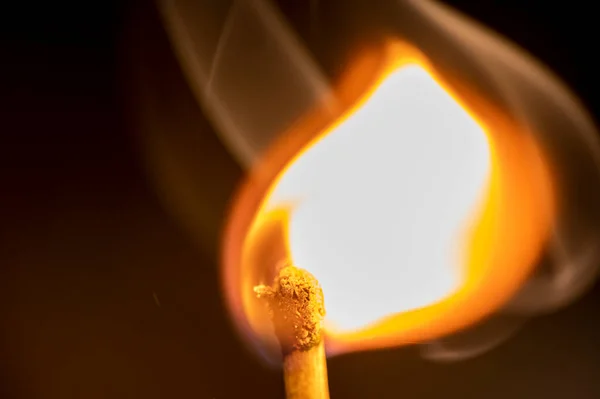 Macro Close Burning Match Stick — Stock Photo, Image