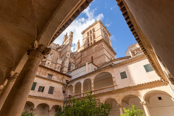 Krásná Katedrála Věž Santa Maria Palma Mallorca Slunečného Dne Španělsku — Stock fotografie