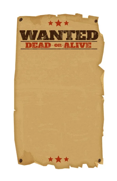 Old West Wanted Dead Alive Sign Isolated White Background — Stock Photo, Image