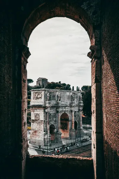 Utsikt Från Gammal Byggnad Arch Constantine Rom — Stockfoto