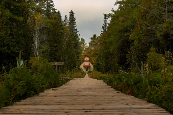 Väg Till Ett Hus Omgivet Höstens Natur Door County Wisconsin — Stockfoto