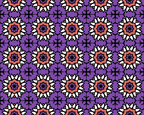Uma Ilustração Roxa Abstrata Com Padrão Azulejos Florais Geométricos Sem — Fotografia de Stock