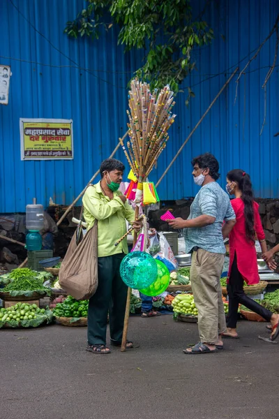 Ein Outdoor Markt Auf Dem Verbraucher Obst Und Gemüse Indien — Stockfoto