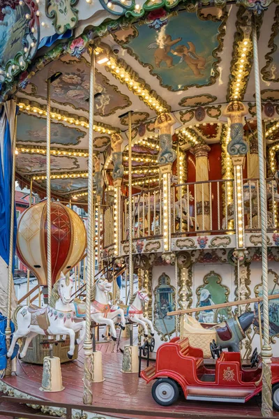 Una Hermosa Vista Del Carrusel Infantil Instalado Plaza Principal Valladolid —  Fotos de Stock