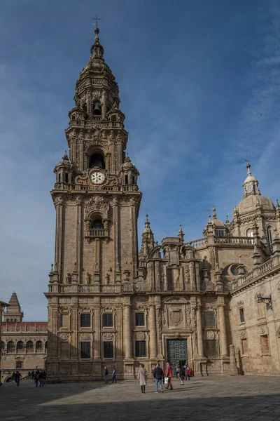 Eine Vertikale Aufnahme Der Kathedrale Von Santiago Compostela Aus Der — Stockfoto
