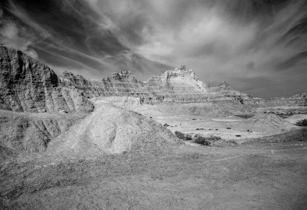 Plano Blanco Negro Formaciones Geológicas Área Desierta Dakota Del Sur —  Fotos de Stock