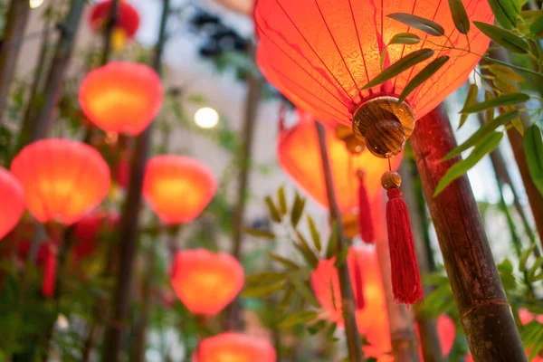 Egy Kínai Újévi Piros Lámpás Dekoráció — Stock Fotó