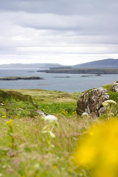 Vertical Shot Staffa Beautiful Island Sea Cloudy Sky Scottland — Stock Photo, Image