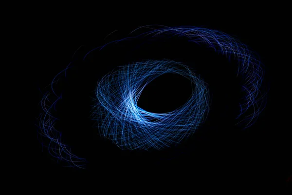 Una Rappresentazione Digitale Una Spirale Blu Sfondo Nero — Foto Stock