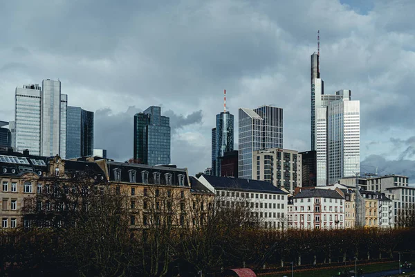 Stadslandskapets Dramatiska Landskap Frankfurt Tyskland — Stockfoto