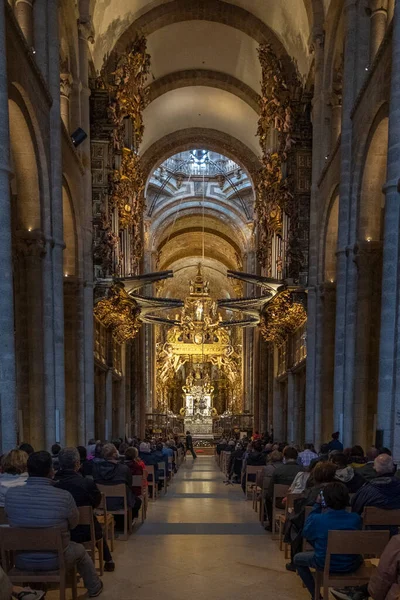 Santiago Compostela Katedrális Belsejének Függőleges Képe — Stock Fotó