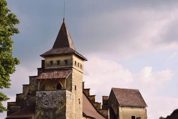 Stary Budynek Parku Niebem Tle — Zdjęcie stockowe