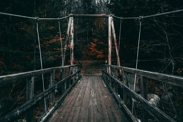 Деревянный Мост Лесу Линкольна Нью Гэмпшир Парк Штата Шоссе Канкамагус — стоковое фото