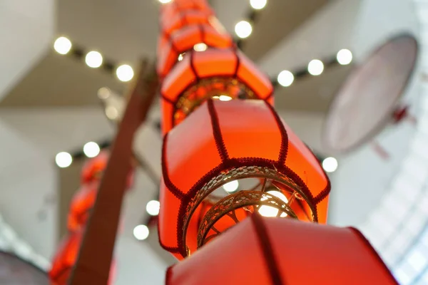 Primo Piano Lanterne Rosse Decorazione Cinese Capodanno — Foto Stock