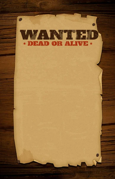 An Old west wanted dead or alive sign isolated on a wooden background