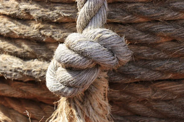 Closeup Shot Knot Made Straw Rope — Stock Photo, Image