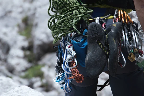 Closeup Person Hiking Equipment — Stock Photo, Image