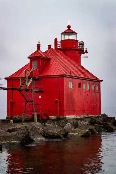 Sturgeon Bay Ship Canal Pierhead Fyr Door County Wisconsin Usa — Stockfoto