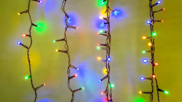 Bild Jul Flerfärgad Dekorativa Ljus För Bakgrund — Stockfoto
