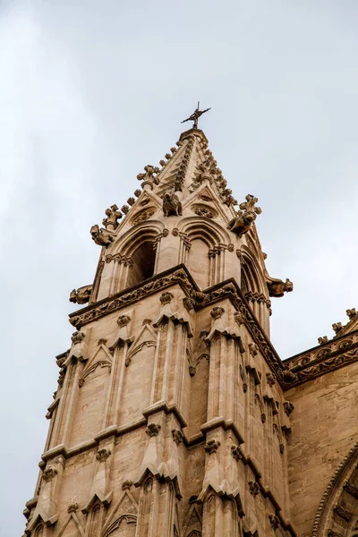 Egy Függőleges Felvétel Egy Ősi Katedrálisról Mallorcán Spanyolországban — Stock Fotó