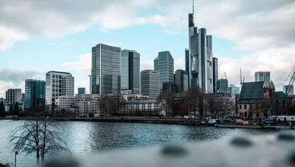 Stadslandskapets Dramatiska Landskap Frankfurt Tyskland — Stockfoto