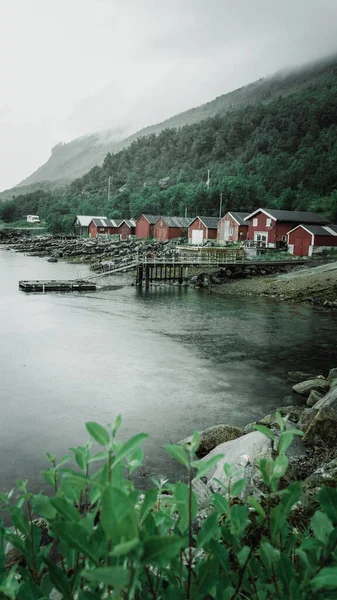 Tiro Vertical Dia Chuvoso Andenes Noruega — Fotografia de Stock