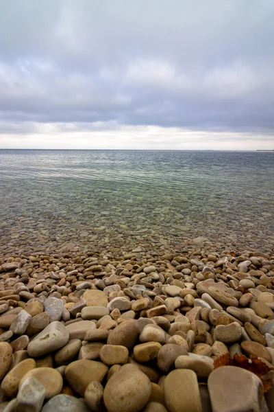 Lake Michigan Beach Door County Wisconsin Usa Cloudy Day — Stock fotografie