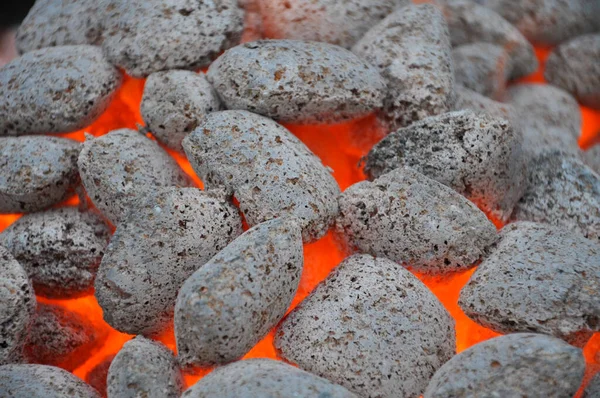 Gros Plan Briquettes Charbon Bois Éclatantes — Photo