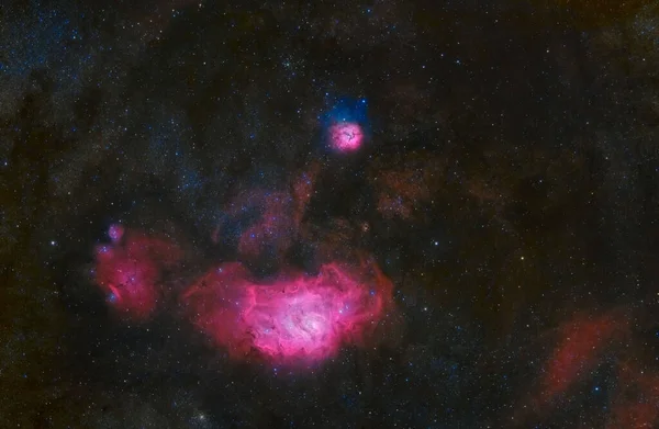 Nebulosa Lagoon Trifid M20 Conforman Una Hermosa Pareja Cielo Nocturno — Foto de Stock