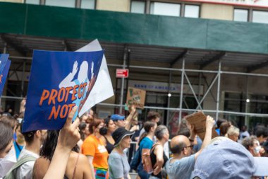 Silahları protesto eden büyük bir kalabalık. Brooklyn 'deki Cadman Plaza' dan Brooklyn Köprüsü üzerinden New York 'a yürüyorum.