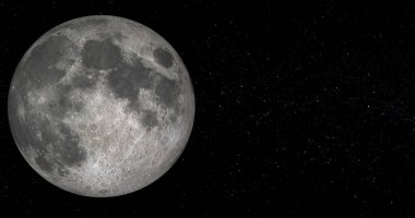 Dolunayın siyah bir arkaplanda izole edilmiş 3D görüntüsü