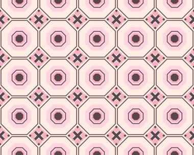 Kusursuz pembe altıgen ve eşkenar dörtgen şekilli fayans deseni.