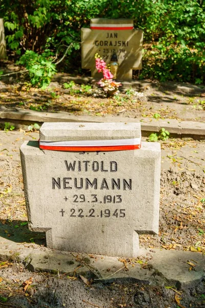 Uma Sepultura Soldado Polonês Cemitério Segunda Guerra Mundial Parque Cytadela — Fotografia de Stock