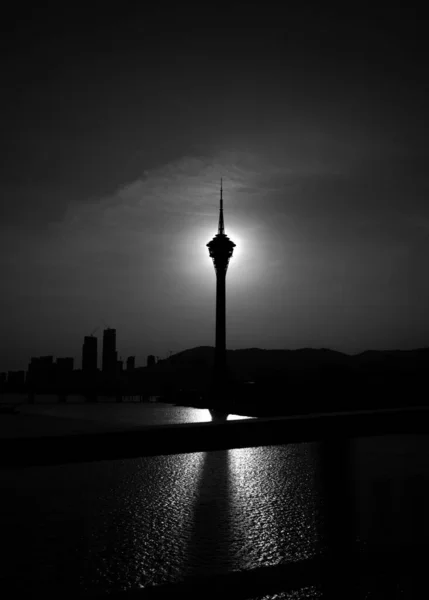 Breathtaking View Silhouette Milad Tower Dark Cloudy Night Sky — Stock Photo, Image