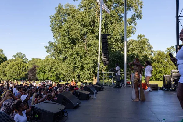 Prospect Park Brooklyn Deki Haziran Kutlamasında Kalabalık Bir Konser — Stok fotoğraf