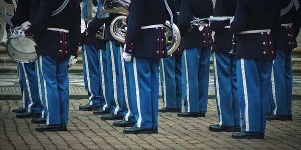 Una Banda Musicale Soldati Reali Danesi All Aperto — Foto Stock
