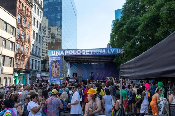 Large Crowd Enjoying Live Performance Pride Month Parade 2022 New — Stock Photo, Image