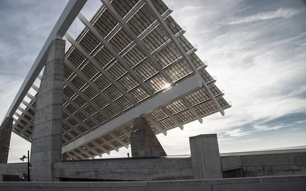 Beautiful Shot Giant Solar Panel Port Forum Marina Barcelona Spain — Stock Photo, Image