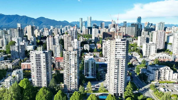 Flygfoto Utsikt Över Vancouver Byggnader Solig Dag — Stockfoto