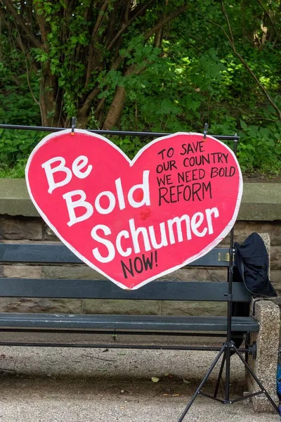 Bold Schumer Sign Front Prospect Park Brooklyn New York Usa — Stock Photo, Image