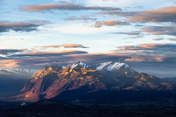 Piękny Poranny Widok Alpy Szwajcarskie Alpstein — Zdjęcie stockowe
