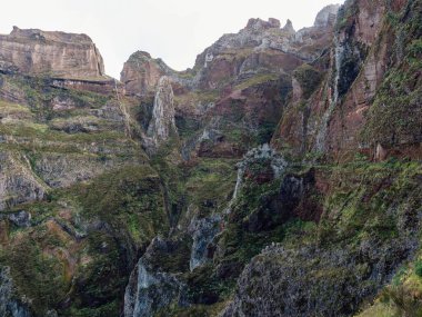 Portekiz, Madeira 'da güzel bir orman kayalık dağları manzarası