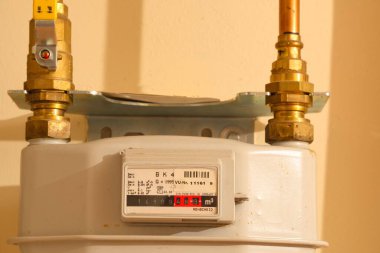Gaz bağlantısı görüntüsü, gaz sayacı, yakın çekim, makro fotoğraf