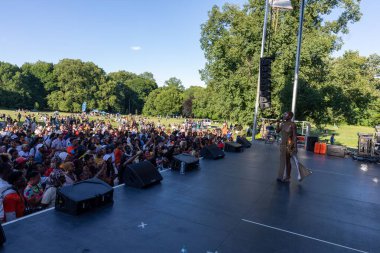 Prospect Park Brooklyn 'deki 13. Haziran kutlamasında kalabalık bir konser