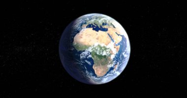 Dünya 'nın siyah arka planda izole edilmiş uzaydan gördüğü nefes kesen bir görüntü.