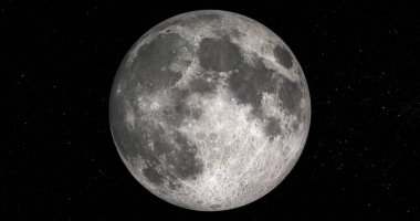 Dolunayın siyah bir arkaplanda izole edilmiş 3D görüntüsü