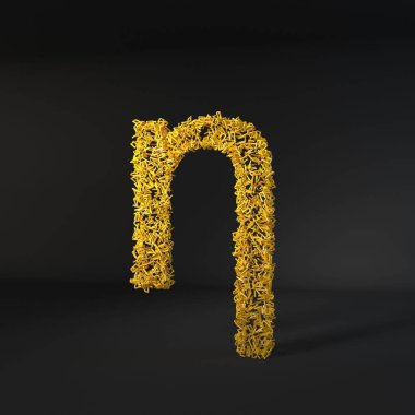 Dağınık sarı harf siyah bir arkaplan üzerinde izole