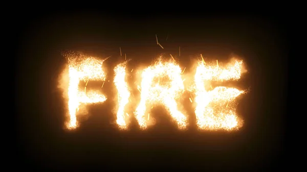 Word Fire Written Fire Isolated Black Background — Stock Photo, Image